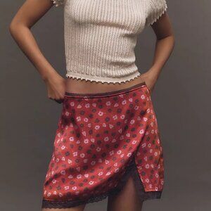 Anthropologie (Maeve) Maeve Lace-Trim Mini Slip Skirt